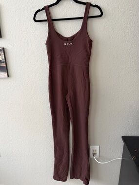 WILO The Label Chocolate Brown Ribbed Wide-Leg Jumpsuit – Size S